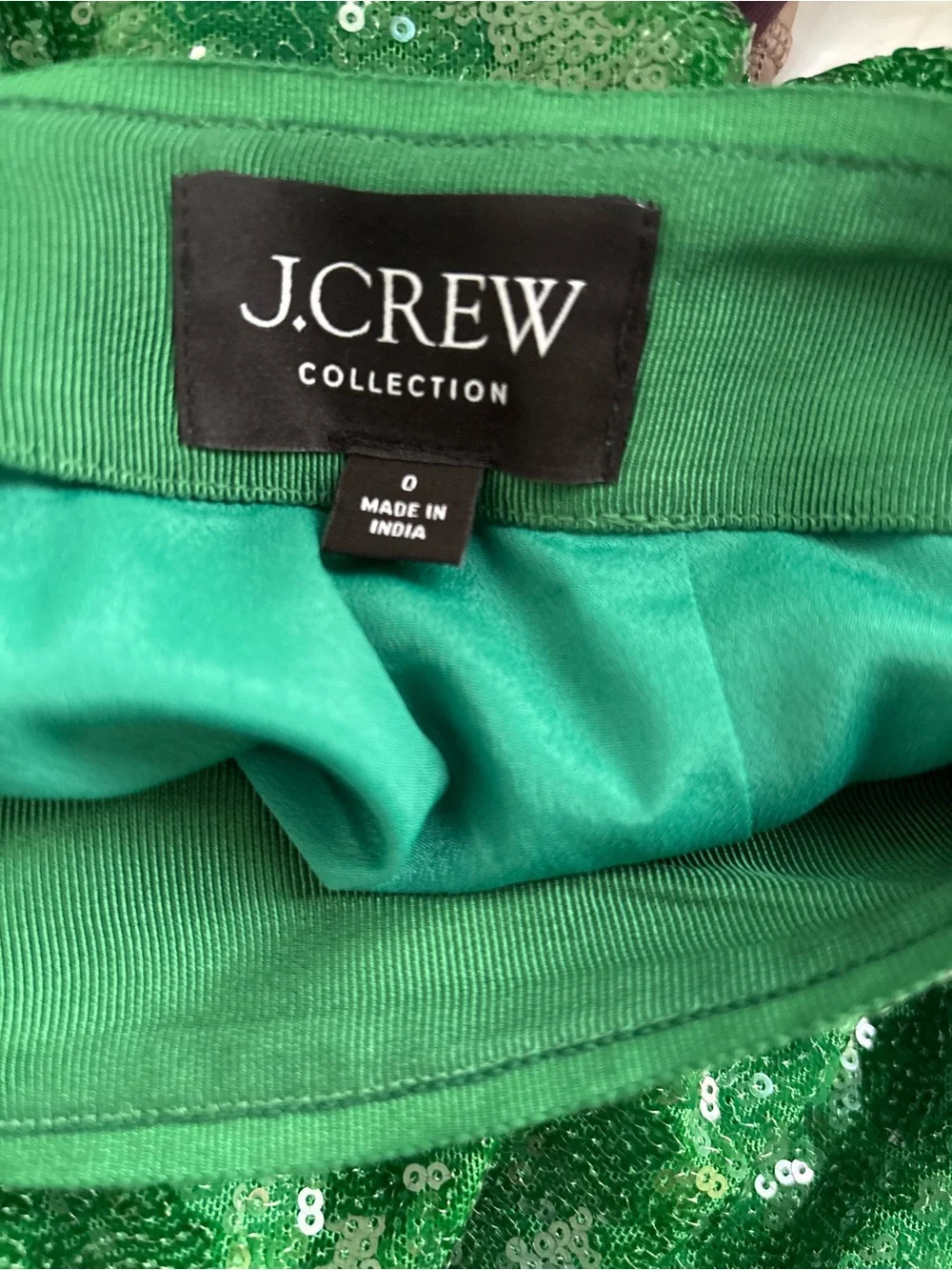J. Crew Green Sequin Midi Skirt